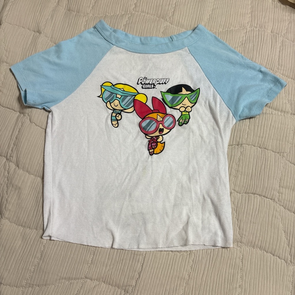 Forever 21 Blue and White Powerpuff Girls Crop Top